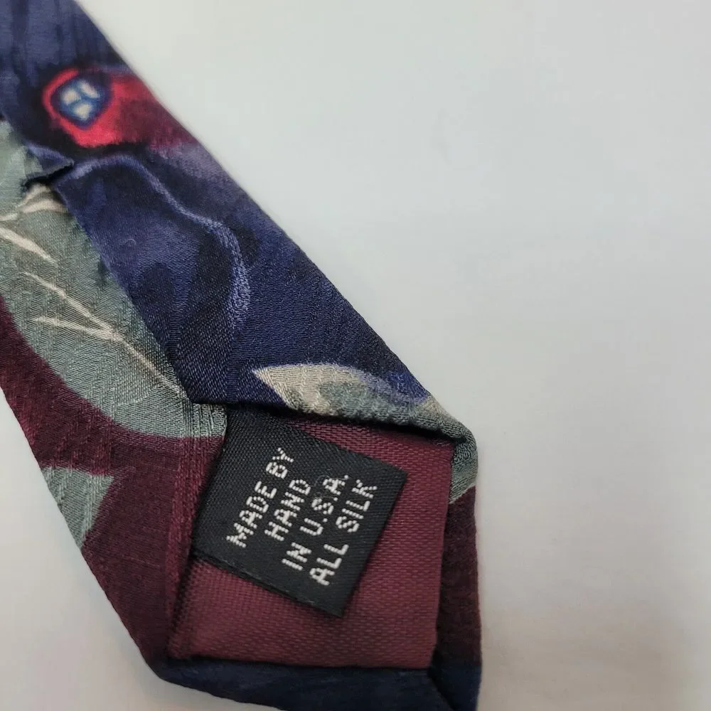 Abercrombie & Fitch Men's Blue, Green, Maroon Floral Print 100% Silk Made In USA